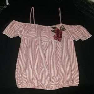 Red & White Striped Tube Top